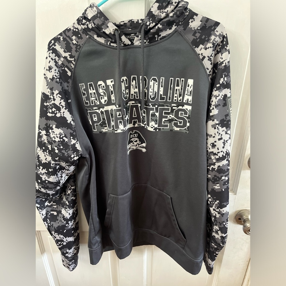 L ECU Military Camo Hoodie EUC